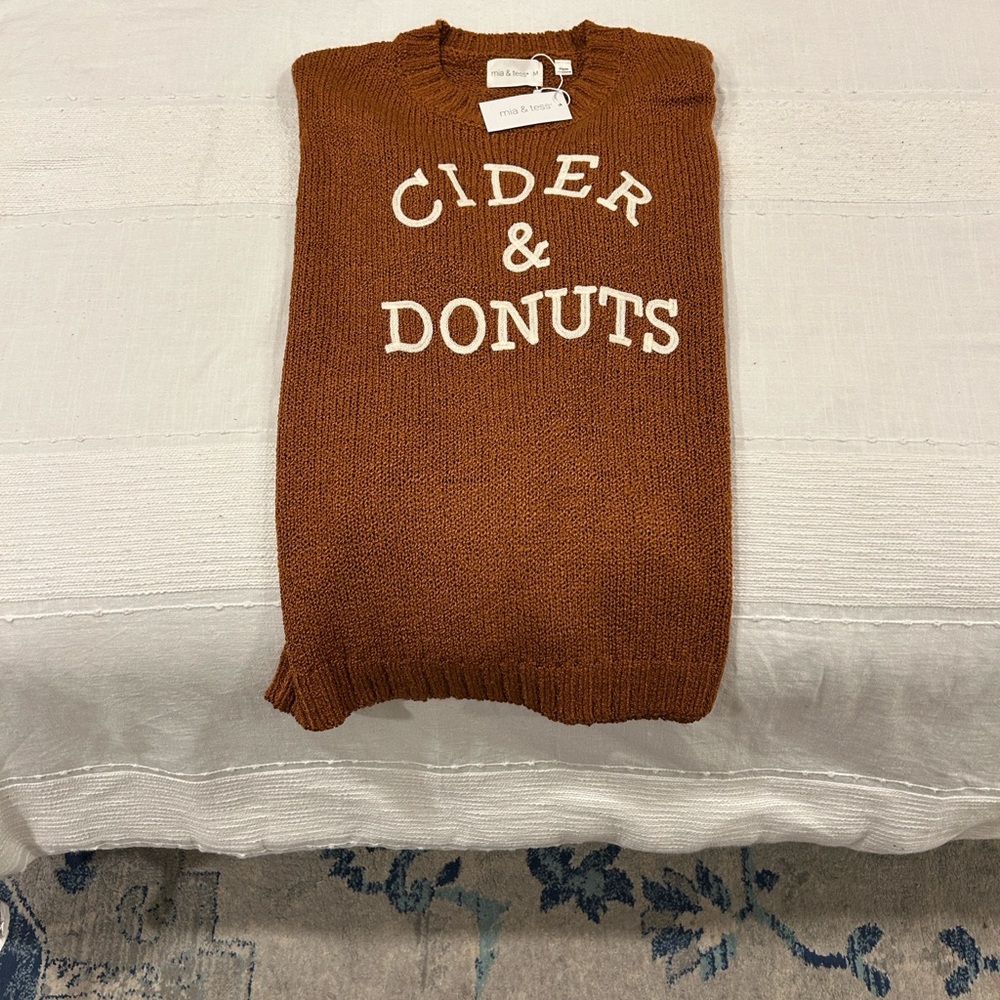 Cider & Donuts Warm Brown Crew Neck Sweater